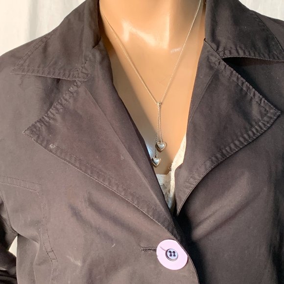 Authentic Tiffany & Co 925 Silver Double Dangling Hearts Pendant Necklace - Picture 9 of 9